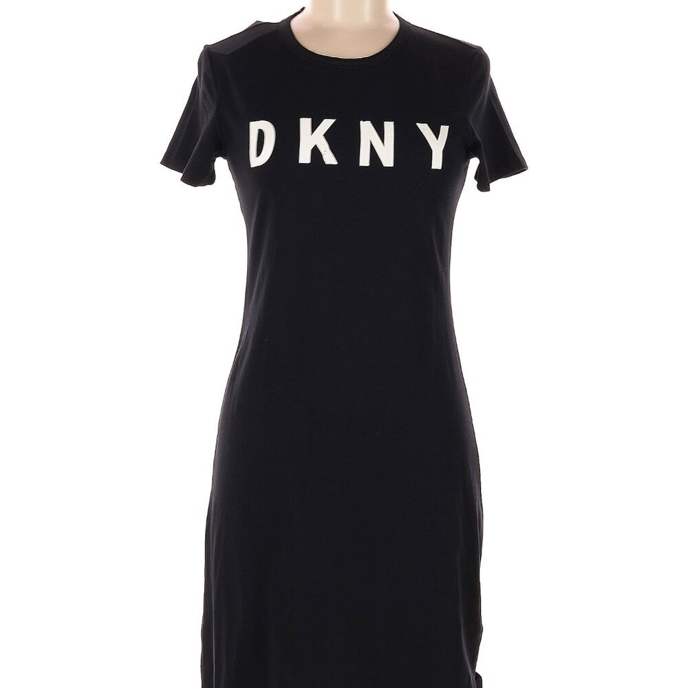 DKNY Short Sleeve Logo Dress || Color: Black || Size: XS